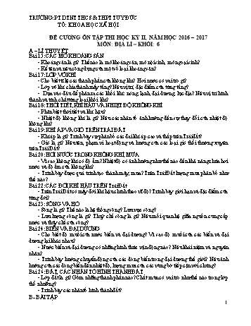 Đề cương ôn tập học kỳ 2 môn Địa lý khối 6 - Năm học 2016-2017 - Trường PT DTNT THCS & THPT Tuy Đức