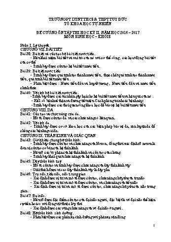 Đề cương ôn tập học kỳ 2 môn Sinh học Khối 8 - Năm học 2016-2017 - Trường PT DTNT THCS & THPT Tuy Đức