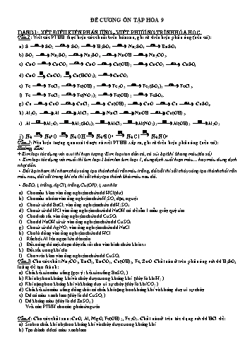 Đề cương ôn tập môn Hóa học Lớp 9