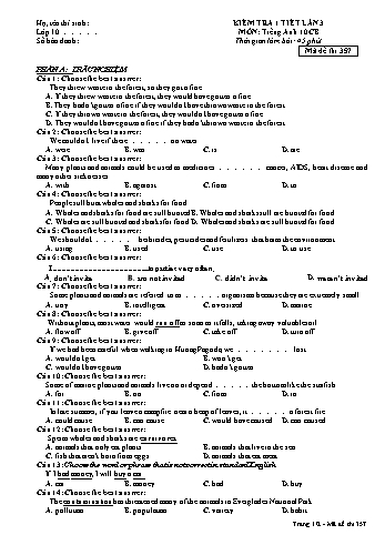 Đề kiểm tra 1 tiết môn Tiếng Anh Lớp 10 cơ bản - Năm học 2016-2017 - Trường THPT Phạm Văn Đồng - Mã đề thi 357 (Có đáp án)