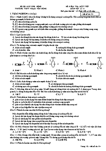 Đề kiểm tra 1 tiết môn Vật lý Lớp 11 - Năm học 2016-2017 - Trường THPT Phạm Văn Đồng - Mã đề thi 134