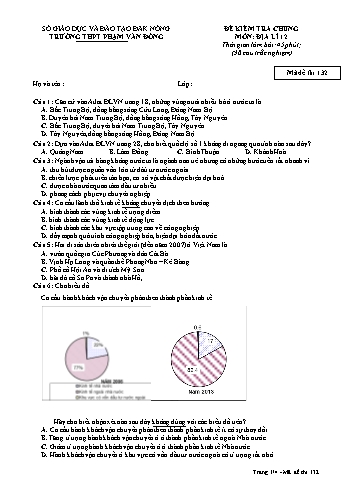 Đề kiểm tra chung môn Địa lý Lớp 12 - Năm học 2016-2017 - Trường THPT Phạm Văn Đồng - Mã đề thi 132