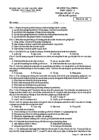 Đề kiểm tra chung môn Giáo dục công dân Lớp 12 - Năm học 2016-2017 - Trường THPT Phạm Văn Đồng - Mã đề thi 209