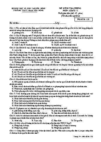 Đề kiểm tra chung môn Giáo dục công dân Lớp 12 - Năm học 2016-2017 - Trường THPT Phạm Văn Đồng - Mã đề thi 132
