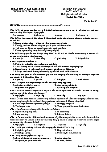 Đề kiểm tra chung môn Giáo dục công dân Lớp 12 - Năm học 2016-2017 - Trường THPT Phạm Văn Đồng - Mã đề thi 357