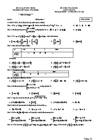 Đề kiểm tra chung môn Toán Lớp 10 - Năm học 2016-2017 - Trường THPT Phạm Văn Đồng - Mã đề thi 004 (Có đáp án)