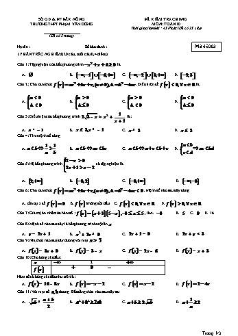 Đề kiểm tra chung môn Toán Lớp 10 - Năm học 2016-2017 - Trường THPT Phạm Văn Đồng - Mã đề thi 003 (Có đáp án)