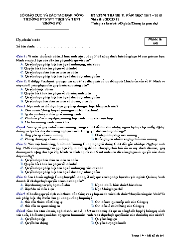 Đề kiểm tra học kì 2 môn Giáo dục công dân lớp 12 - Năm học 2017-2018 - Trường PTDTNT THCS VÀ THPT KRông Nô - Mã đề 641