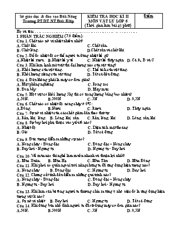 Đề kiểm tra học kì 2 môn Vật lý lớp 6 - Trường PTDT NT - Đăkrlấp (Có đáp án)