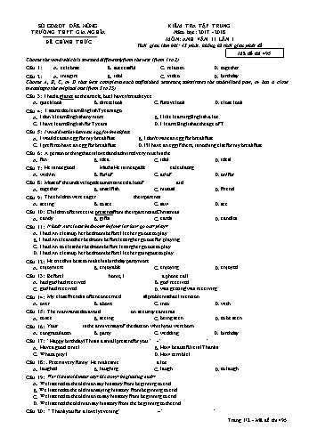 Đề kiểm tra tập trung môn Tiếng Anh Lớp 11 lần 1 - Năm học 2017-2018 - Trường THPT Gia Nghĩa - Mã đề thi 495