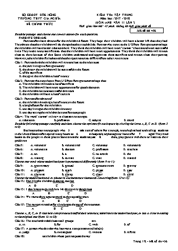Đề kiểm tra tập trung môn Tiếng Anh Lớp 11 lần 2 - Năm học 2017-2018 - Trường THPT Gia Nghĩa - Mã đề thi 456