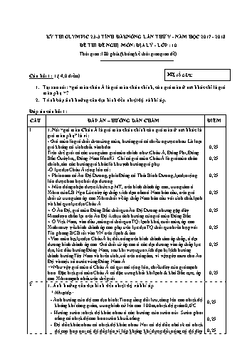 Đề thi đề nghị môn Địa lý Lớp 10 Kỳ thi Olympic 23-3 Tỉnh ĐăkNông lần thứ 5 - Năm học 2017-2018 - Trường THPT Chu Văn An