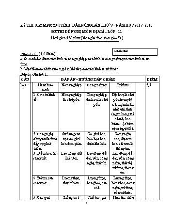 Đề thi đề nghị môn Địa lý Lớp 11 Kỳ thi Olympic 23-3 Tỉnh ĐăkNông lần thứ 5 - Năm học 2017-2018 - Trường THPT Phạm Văn Đồng