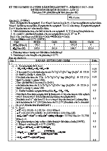 Đề thi đề nghị môn Hóa học Lớp 11 Kỳ thi Olympic 23-3 Tỉnh ĐăkNông lần thứ 5 - Năm học 2017-2018 - Trường THPT ĐăkNông