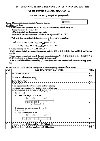 Đề thi đề nghị môn Hóa học Lớp 11 Kỳ thi Olympic 23-3 Tỉnh ĐăkNông lần thứ 5 - Năm học 2017-2018 - Trường THPT Phan Chu Trinh