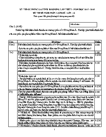Đề thi đề nghị môn Lịch sử Lớp 10 Kỳ thi Olympic 23-3 Tỉnh ĐăkNông lần thứ 5 - Năm học 2017-2018 - Trường THPT Chu Văn An