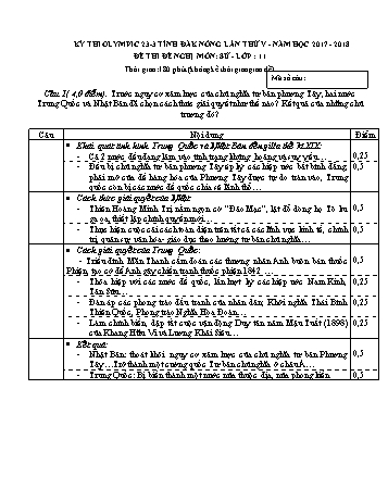 Đề thi đề nghị môn Lịch sử Lớp 11 Kỳ thi Olympic 23-3 Tỉnh ĐăkNông lần thứ 5 - Năm học 2017-2018 - Trường THPT Phạm Văn Đồng