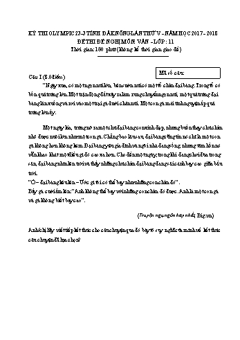 Đề thi đề nghị môn Ngữ văn Lớp 11 Kỳ thi Olympic 23-3 Tỉnh ĐăkNông lần thứ 5 - Năm học 2017-2018 - Trường THPT Nguyễn Tất Thành