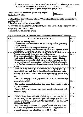 Đề thi đề nghị môn Sinh học Lớp 10 Kỳ thi Olympic 23-3 Tỉnh ĐăkNông lần thứ 5 - Năm học 2017-2018 - Trường THPT Chu Văn An