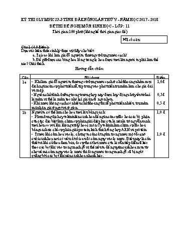 Đề thi đề nghị môn Sinh học Lớp 11 Kỳ thi Olympic 23-3 Tỉnh ĐăkNông lần thứ 5 - Năm học 2017-2018 - Trường THPT Lương Thế Vinh