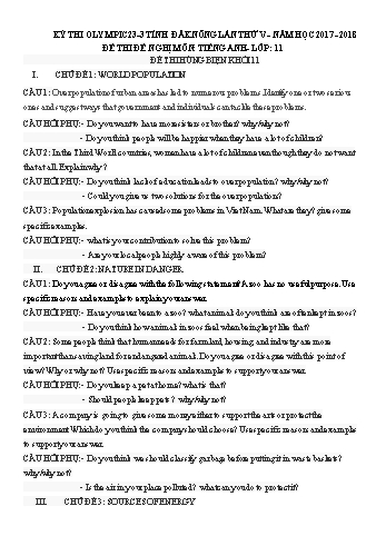 Đề thi đề nghị môn Tiếng Anh Lớp 11 Kỳ thi Olympic 23-3 Tỉnh ĐăkNông lần thứ 5 - Năm học 2017-2018 - Trường THPT Phan Bội Châu