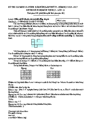 Đề thi đề nghị môn Tin học Lớp 11 Kỳ thi Olympic 23-3 Tỉnh ĐăkNông lần thứ 5 - Năm học 2017-2018 - Trường THPT Chu Văn An