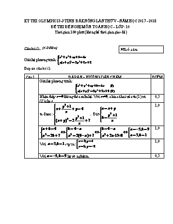 Đề thi đề nghị môn Toán Lớp 10 Kỳ thi Olympic 23-3 Tỉnh ĐăkNông lần thứ 5 - Năm học 2017-2018 - Trường THPT Nguyễn Đình Chiểu