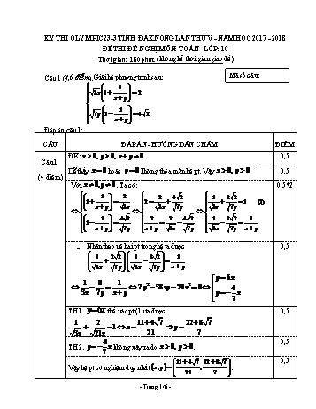 Đề thi đề nghị môn Toán Lớp 10 Kỳ thi Olympic 23-3 Tỉnh ĐăkNông lần thứ 5 - Năm học 2017-2018 - Trường THPT Lê Quý Đôn