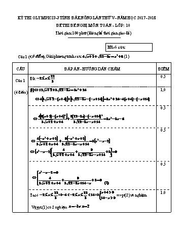 Đề thi đề nghị môn Toán Lớp 10 Kỳ thi Olympic 23-3 Tỉnh ĐăkNông lần thứ 5 - Năm học 2017-2018 - Trường THPT Nguyễn Tất Thành