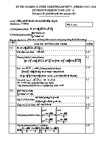 Đề thi đề nghị môn Toán Lớp 11 Kỳ thi Olympic 23-3 Tỉnh ĐăkNông lần thứ 5 - Năm học 2017-2018 - Trường THPT Chu Văn An