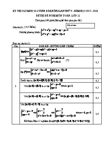 Đề thi đề nghị môn Toán Lớp 11 Kỳ thi Olympic 23-3 Tỉnh ĐăkNông lần thứ 5 - Năm học 2017-2018 - Trường THPT Nguyễn Tất Thành