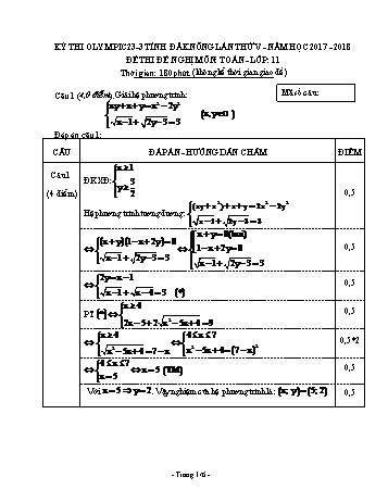 Đề thi đề nghị môn Toán Lớp 11 Kỳ thi Olympic 23-3 Tỉnh ĐăkNông lần thứ 5 - Năm học 2017-2018 - Trường THPT Lê Quý Đôn