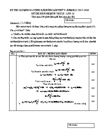 Đề thi đề nghị môn Vật lý Lớp 10 Kỳ thi Olympic 23-3 Tỉnh ĐăkNông lần thứ 5 - Năm học 2017-2018 - Trường THPT Nguyễn Tất Thành