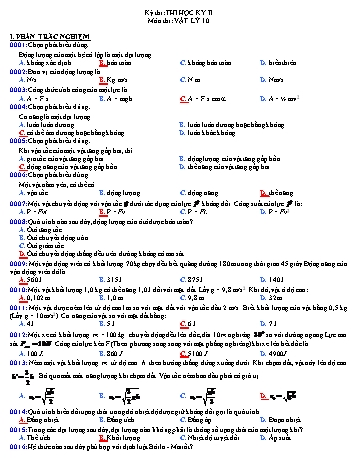 Đề thi học kỳ 2 môn Vật lý Lớp 10 - Năm học 2016-2017 - Trường THPT Phạm Văn Đồng