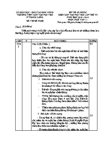 Đề thi Olimpic khối Dân tộc nội trú lần thứ 3 - Năm học 2015-2016 môn Ngữ văn lớp 11 - Trường PTDTNT N’Trang Lơng