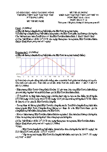 Đề thi Olimpic khối Dân tộc nội trú lần thứ 3 - Năm học 2015-2016 môn Địa lý 10