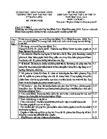 Đề thi Olimpic khối Dân tộc nội trú lần thứ 3 - Năm học 2015-2016 môn Lịch sử lớp 11 - Trường PTDTNT N’Trang Lơng (Có đáp án)