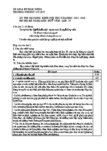 Đề thi Olympic các trường DTNT cấp Tỉnh môn Ngữ văn lớp 10 - Trường PTDTNT Cư Jut - Năm 2015-2016 - Đề đề xuất (Có đáp án)