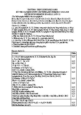 Đề thi Olympic DTNT cấp Tỉnh lần 3 môn Hóa học lớp 11 - Trường PTDTNT Đăk Gong - Năm 2015-2016 - Đề thi đề nghị (Có đáp án)