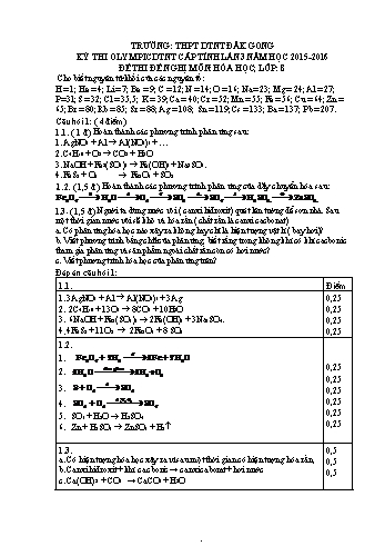 Đề thi Olympic DTNT cấp Tỉnh lần 3 môn Hóa học lớp 8 - Trường PTDTNT Đăk Gong - Năm 2015-2016 - Đề thi đề nghị (Có đáp án)