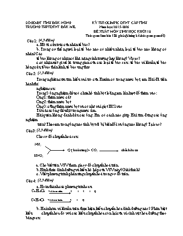 Đề thi Olympic DTNT cấp Tỉnh môn Sinh học 10 - Trường PTDTNT Đăk Mil - Năm học 2015-2016 - Đề đề xuất (Có đáp án)
