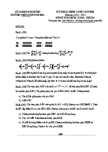 Đề thi Olympic DTNT cấp Tỉnh môn Toán 8 - Trường PTDTNT Đăk Mil - Năm 2015-2016 (Có đáp án)