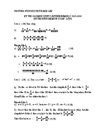 Đề thi Olympic DTNT cấp Tỉnh môn Toán 8 - Trường PTDTNT ĐăkRlấp - Năm học 2015-2016 - Đề thi đề nghị (Có đáp án)