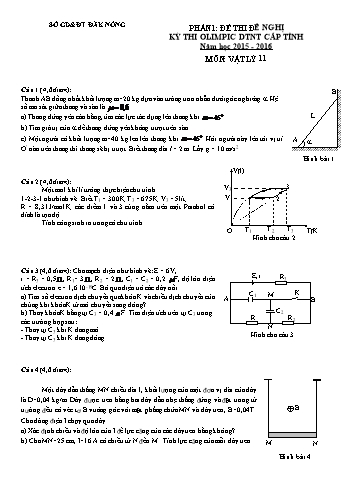 Đề thi Olympic DTNT cấp Tỉnh môn Vật lý 11 - Trường PTDTNT ĐăkRlấp - Năm học 2015-2016 - Đề thi đề nghị (Có đáp án)