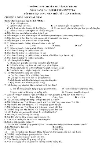 Ngân hàng câu hỏi đề thi môn Vật lý Lớp 10 - Trường THPT Chuyên Nguyễn Chí Thanh
