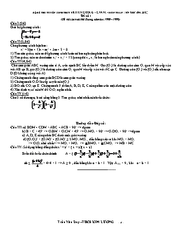 29 Đề thi tuyển sinh môn Toán vào Lớp 10 THPT - Năm học 1998-1999 - Trần Văn Duy (Có đáp án)