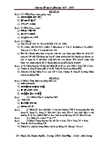 Bài tập ôn tập môn Toán Lớp 6 - Đề số 1 đến 4 - Năm học 2017-2018