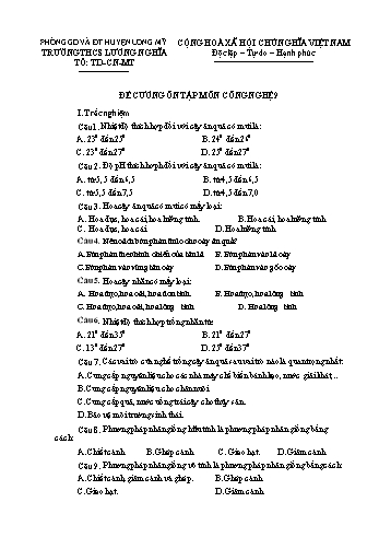 Đề cương ôn tập môn Công nghệ Khối 9 - Trường THCS Lương Nghĩa