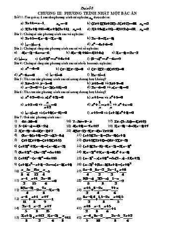 Đề cương ôn tập môn Đại số Lớp 8 - Chương III: Phương trình nhất một bậc ẩn