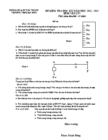Đề kiểm tra học kì I môn Vật lý Khối THCS - Năm học 2011-2012 - Trường THCS Đại Đức (Có đáp án)